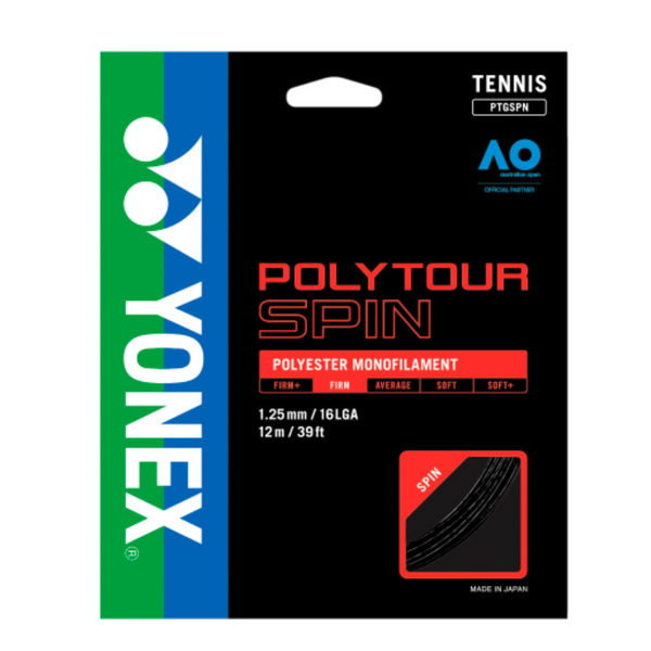 Cuerda Yonex Poly Tour Spin 1.25 / 16L Negro